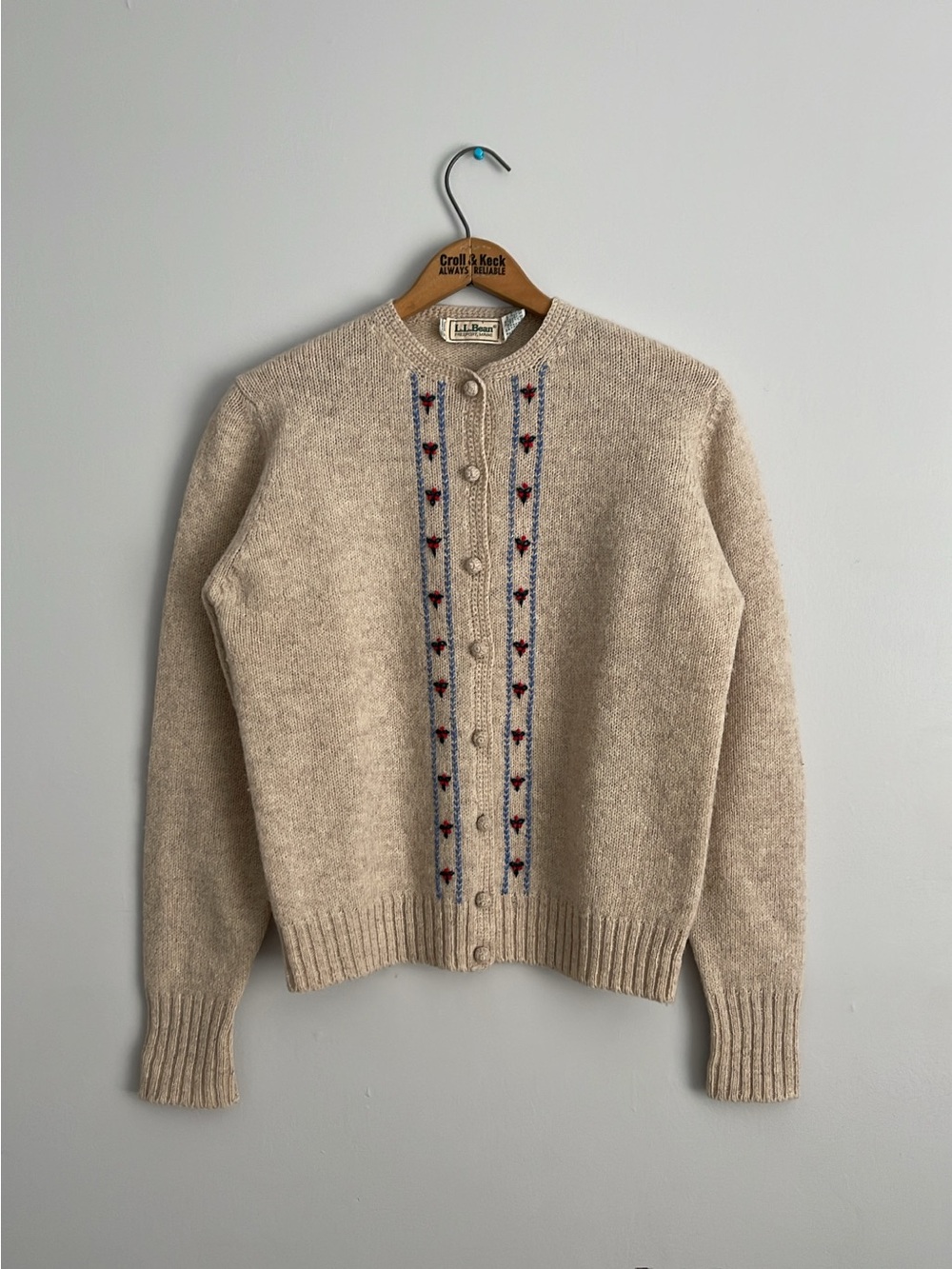 Vintage LL Bean Shetland Wool Motif Cardigan Women’s Size 40/ Medium - Picture 1 of 6